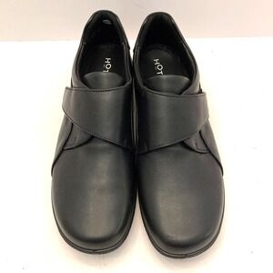 Hotter Sugar II Shoes Womens 11 Wide EXF Hook Loop Close Monkstrap Black Leather